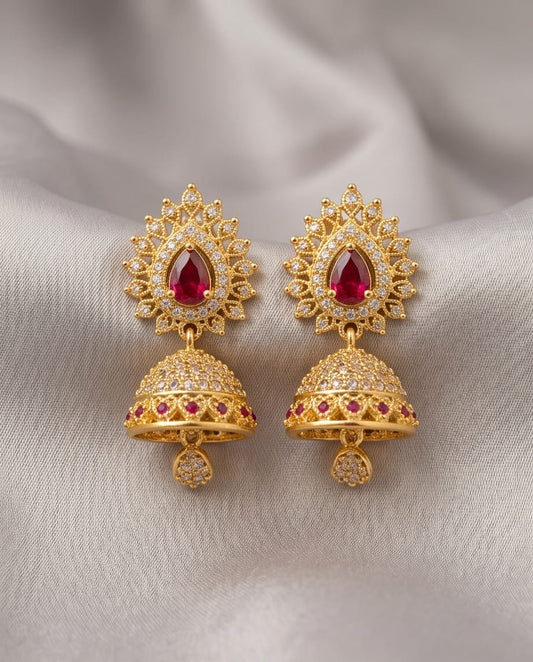 Sia Radiant Ruby CZ Jhumka